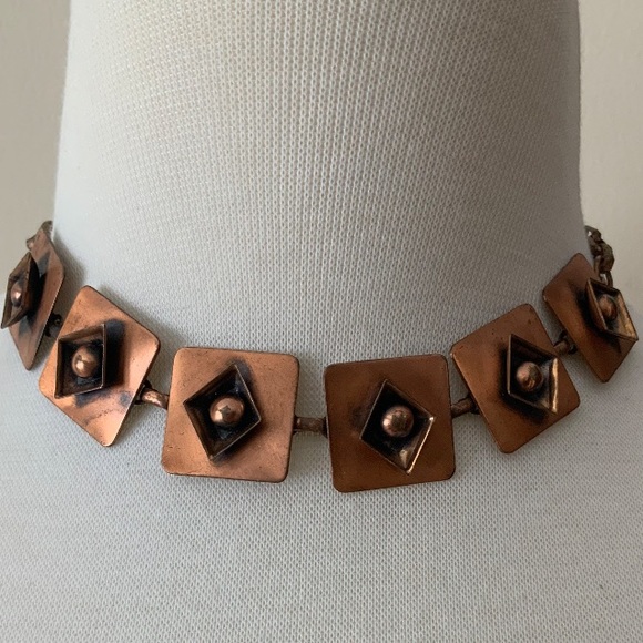 Vintage Copper Modern Abstract Choker Necklace - Picture 1 of 4